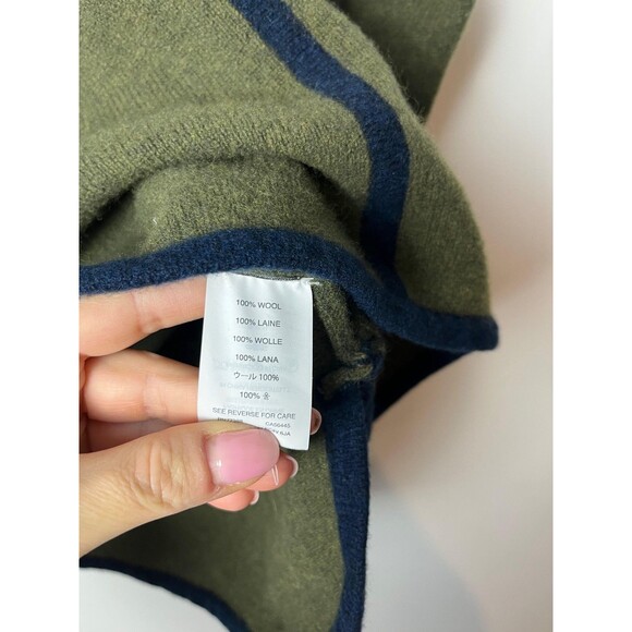 J Crew Sweater Womens XXS Green Blue 100% Wool Contrast Trim Curved Hem - Picture 4 of 7